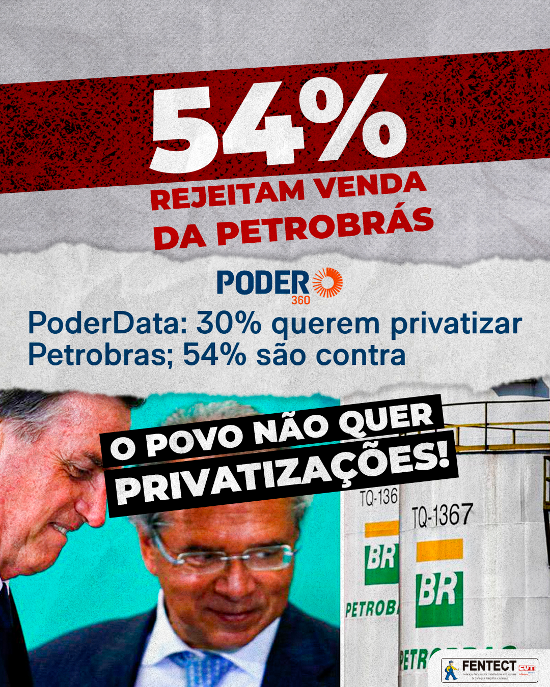 MAIS DA METADE DOS BRASILEIROS SÃO CONTRA A PRIVATIZAÇÃO DA PETROBRÁS
